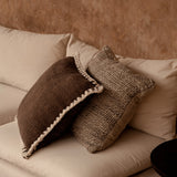 Linen Grain Cushion - Natural Black