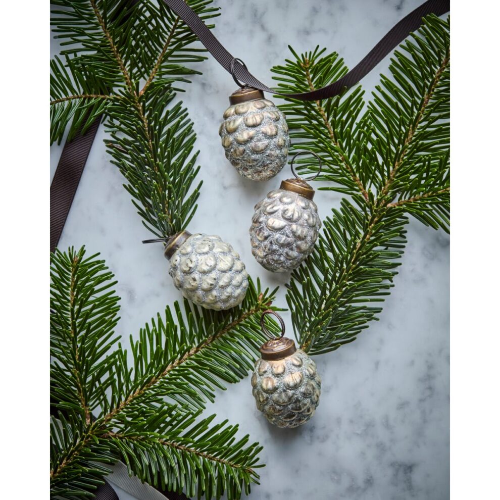 Cone jólakúlur silfur 4stk