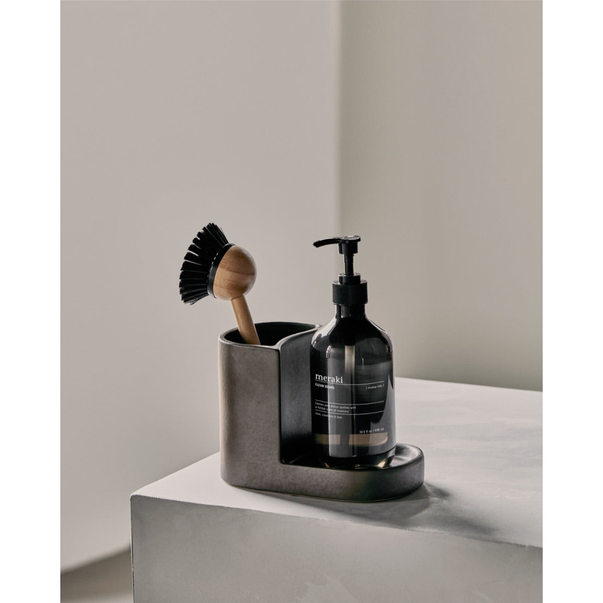 Bursta og sápu haldari Datura grár 18x12