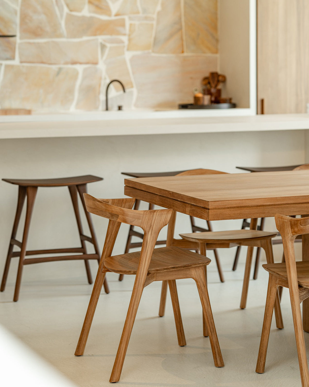 Teak bok borðstofustóll