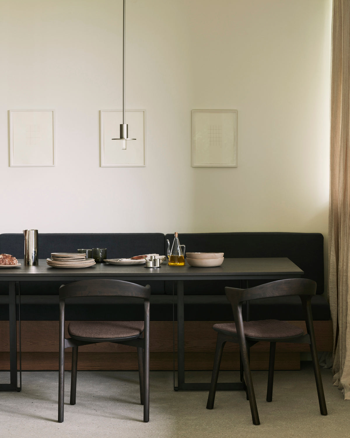 Oak Bok Brown borðstofustóll - Warm brown sessa