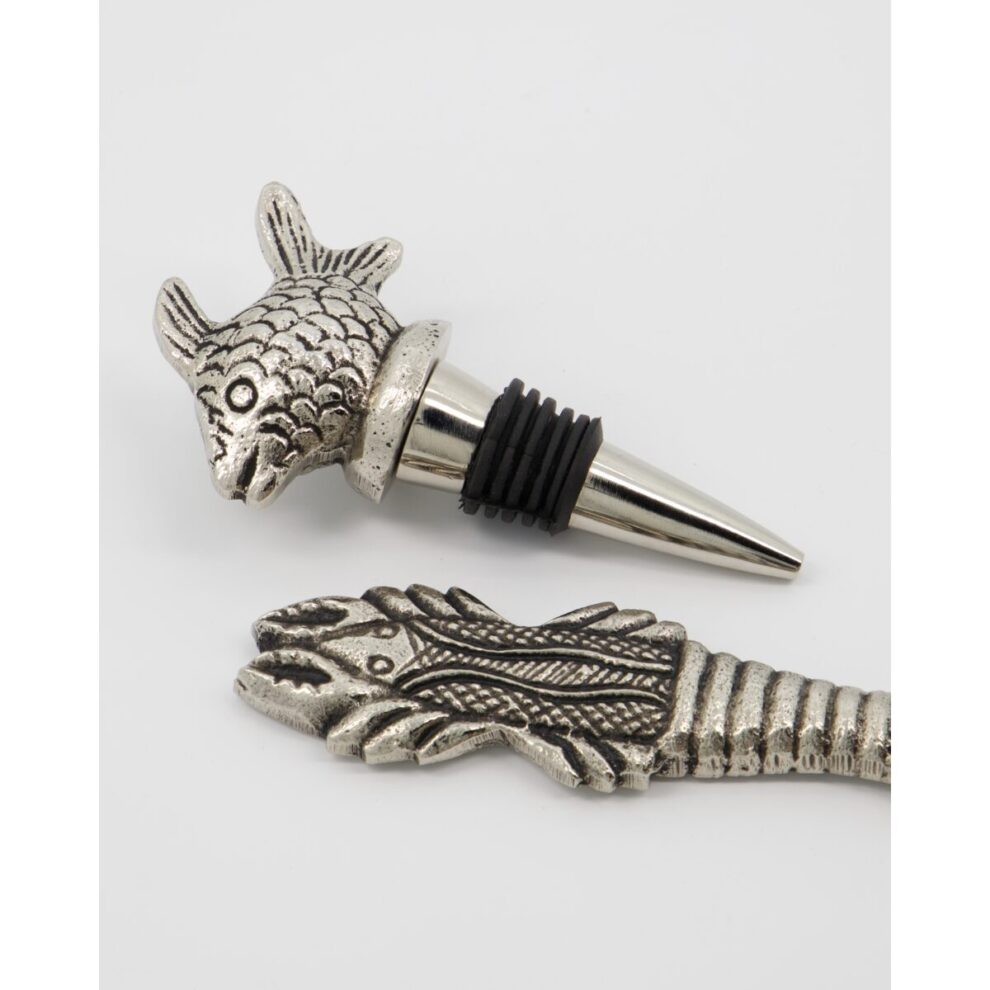 Fish - tappi + flöskuopnari, silfur