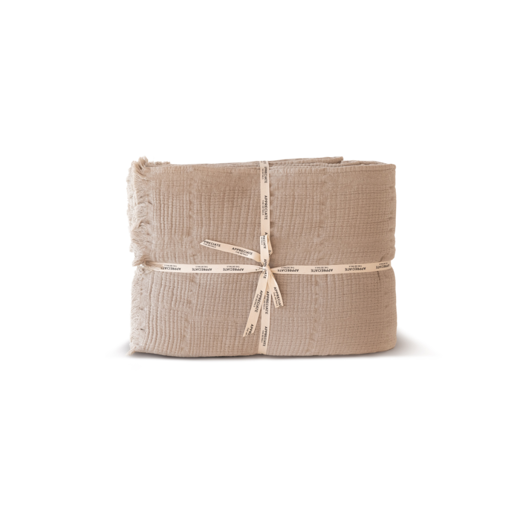 Rúmteppi fringe smokey latte 260x260cm