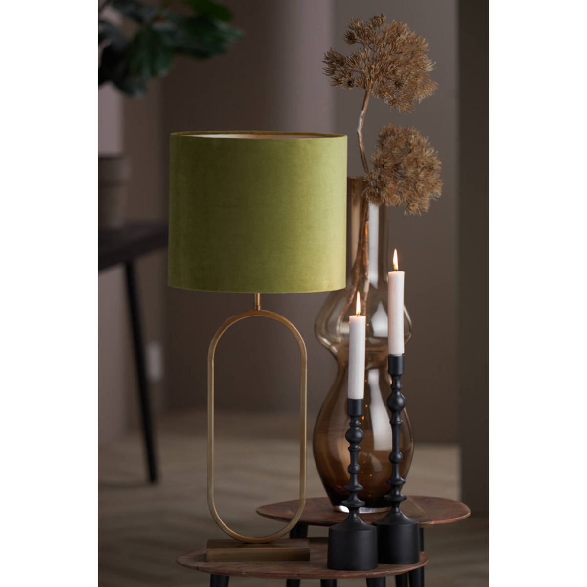 
            Shade cylinder 35-35-30 cm VELOURS olive green