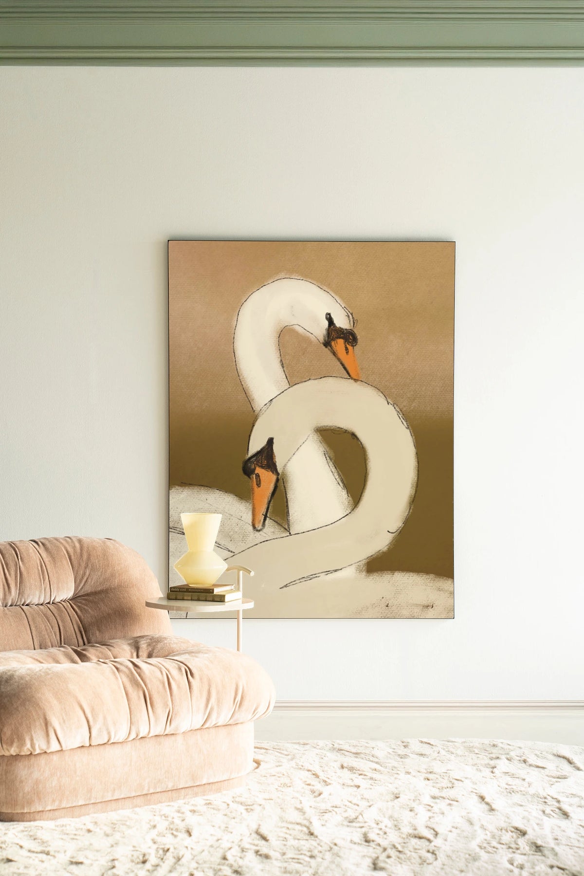 Swan Lake Green veggmynd 100x145