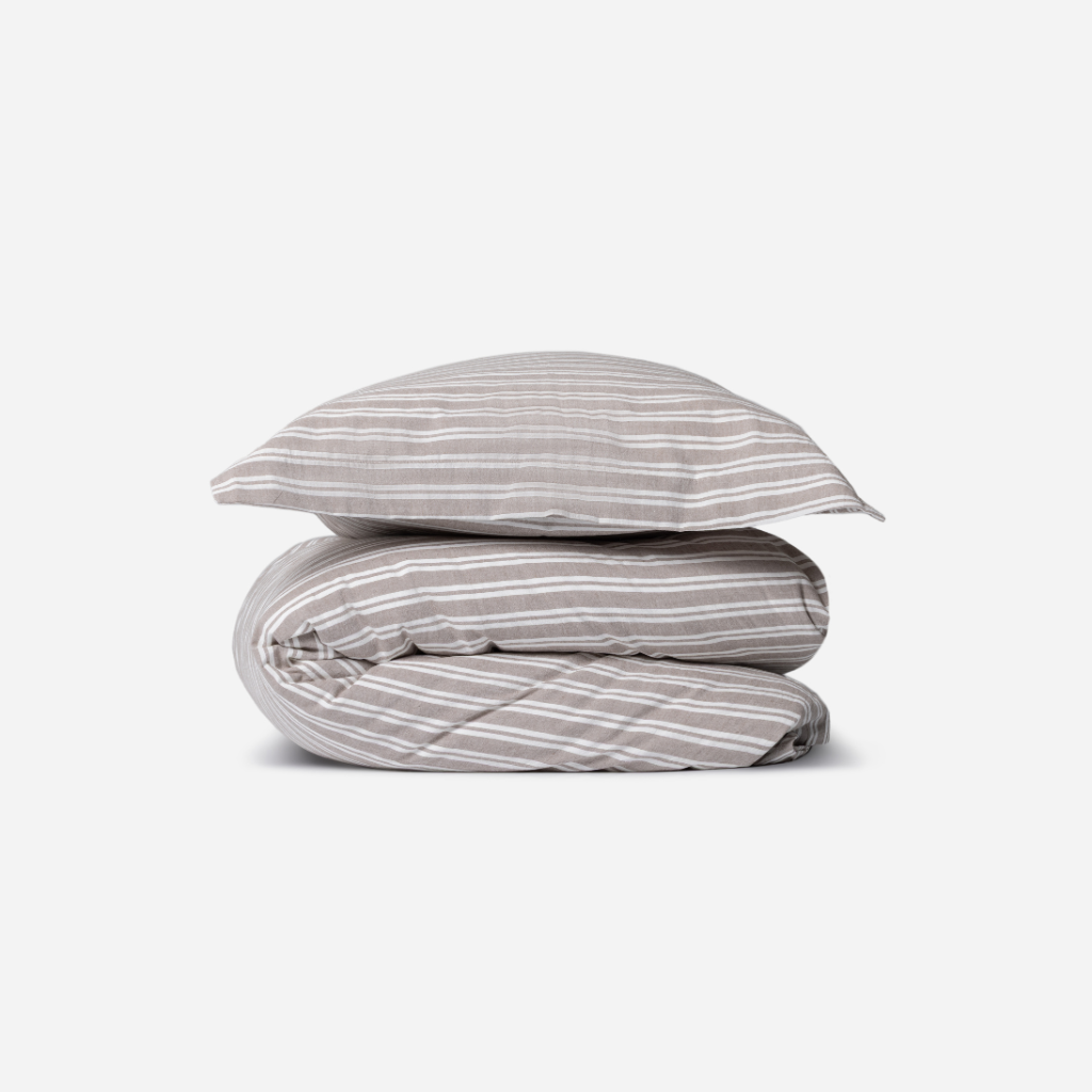 Rúmföt bómull striped moccha 140x200cm