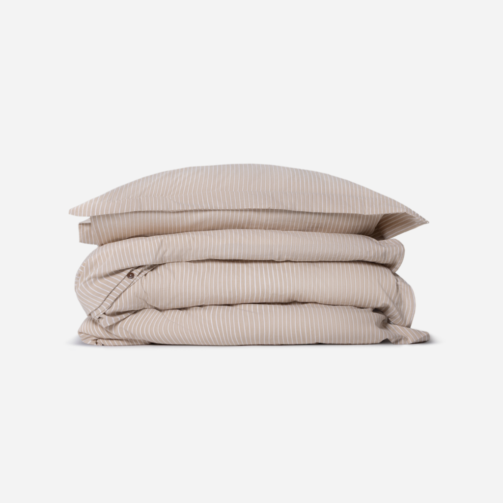 Rúmföt bómull striped cappuccino 140x200cm