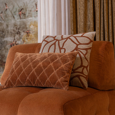 
            ERIAN CUSHION VELVET WITH EMBROIDERY BEIGE/RUST 45