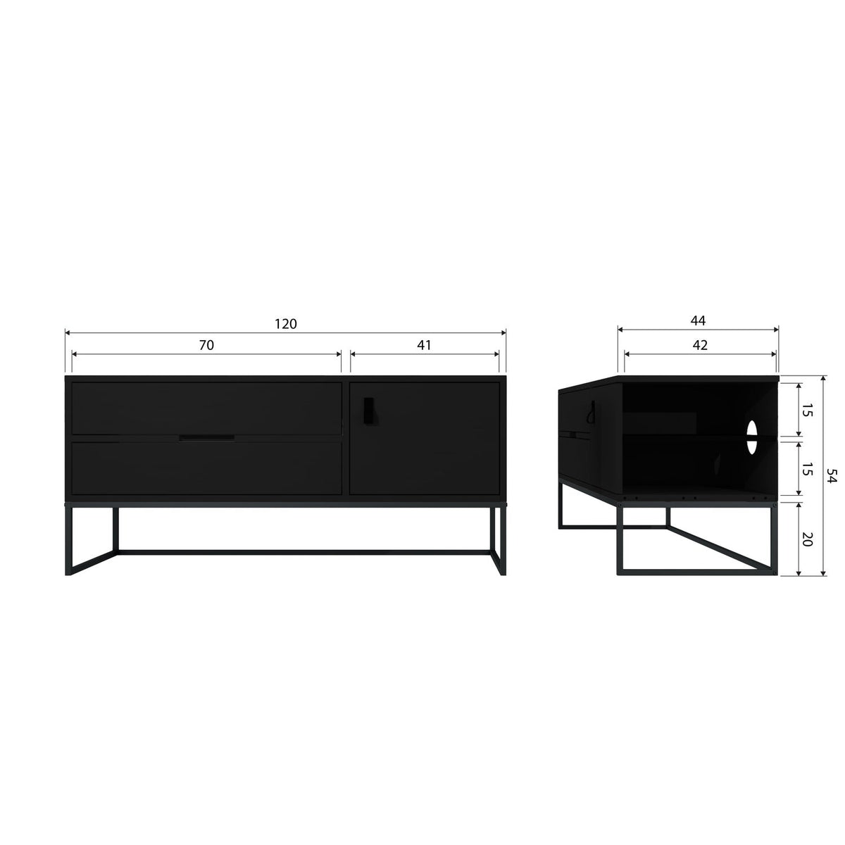 
            Silas sjónvarpsskenkur 120cm Ash Black