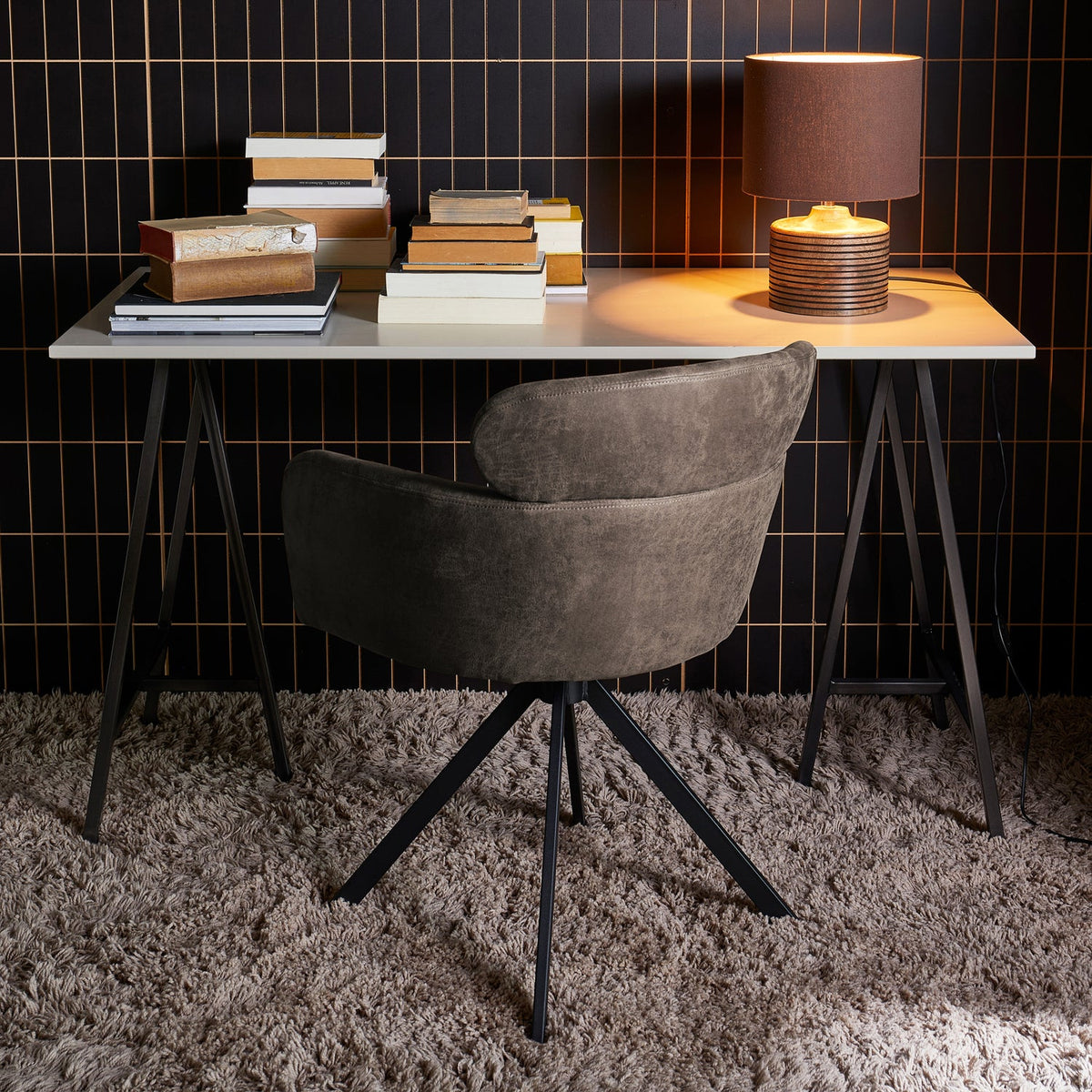 Fenne borðstofustóll m snúning svargrár