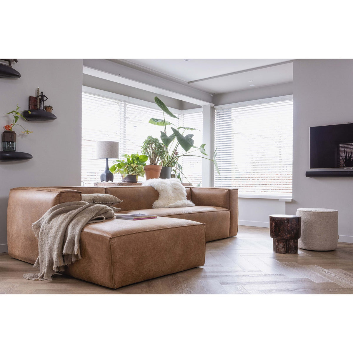 BEAN CORNER SOFA RIGHT COGNAC