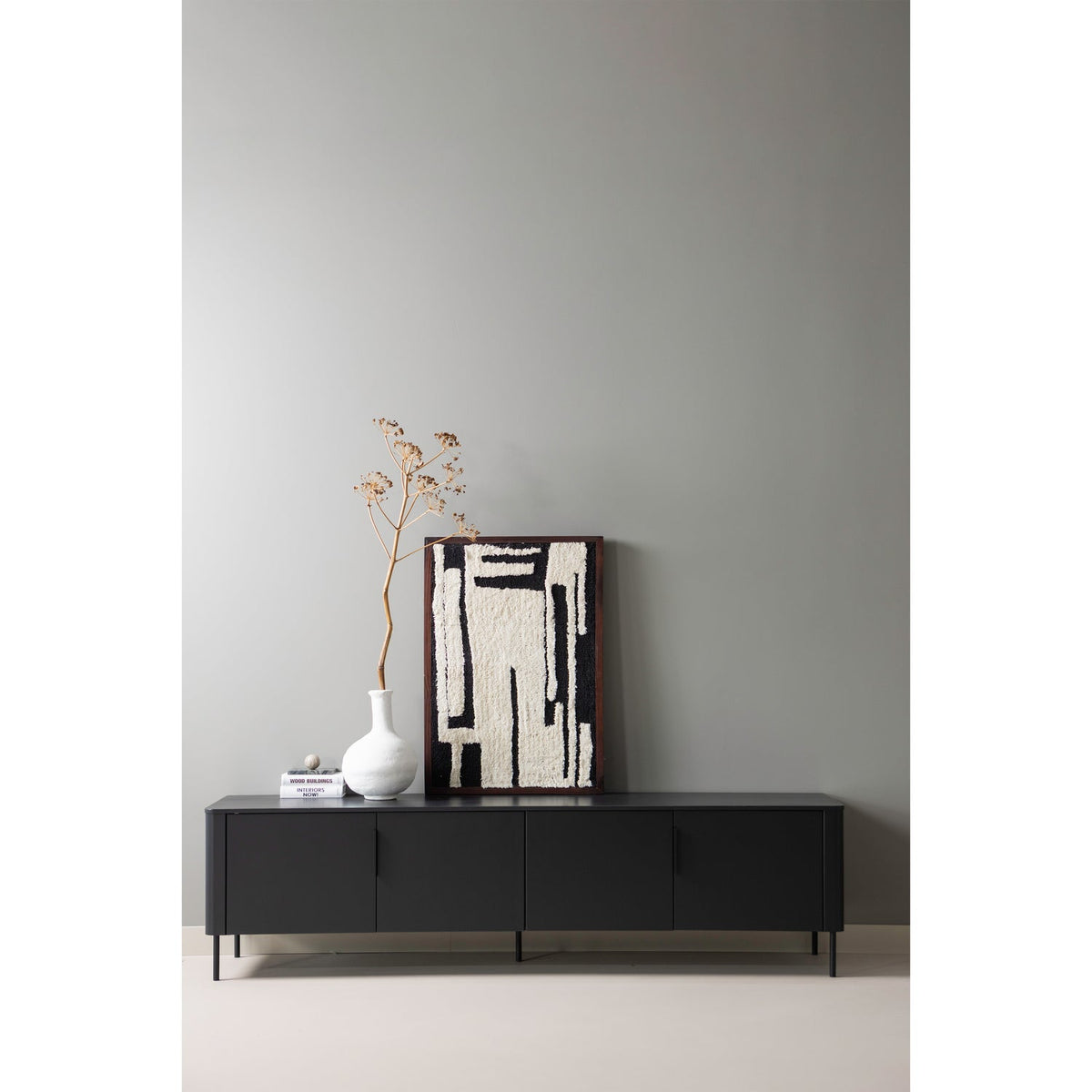 Gunnar sjónvarpsskenkur 200cm black