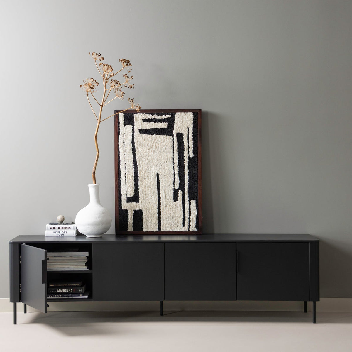 Gunnar sjónvarpsskenkur 200cm black