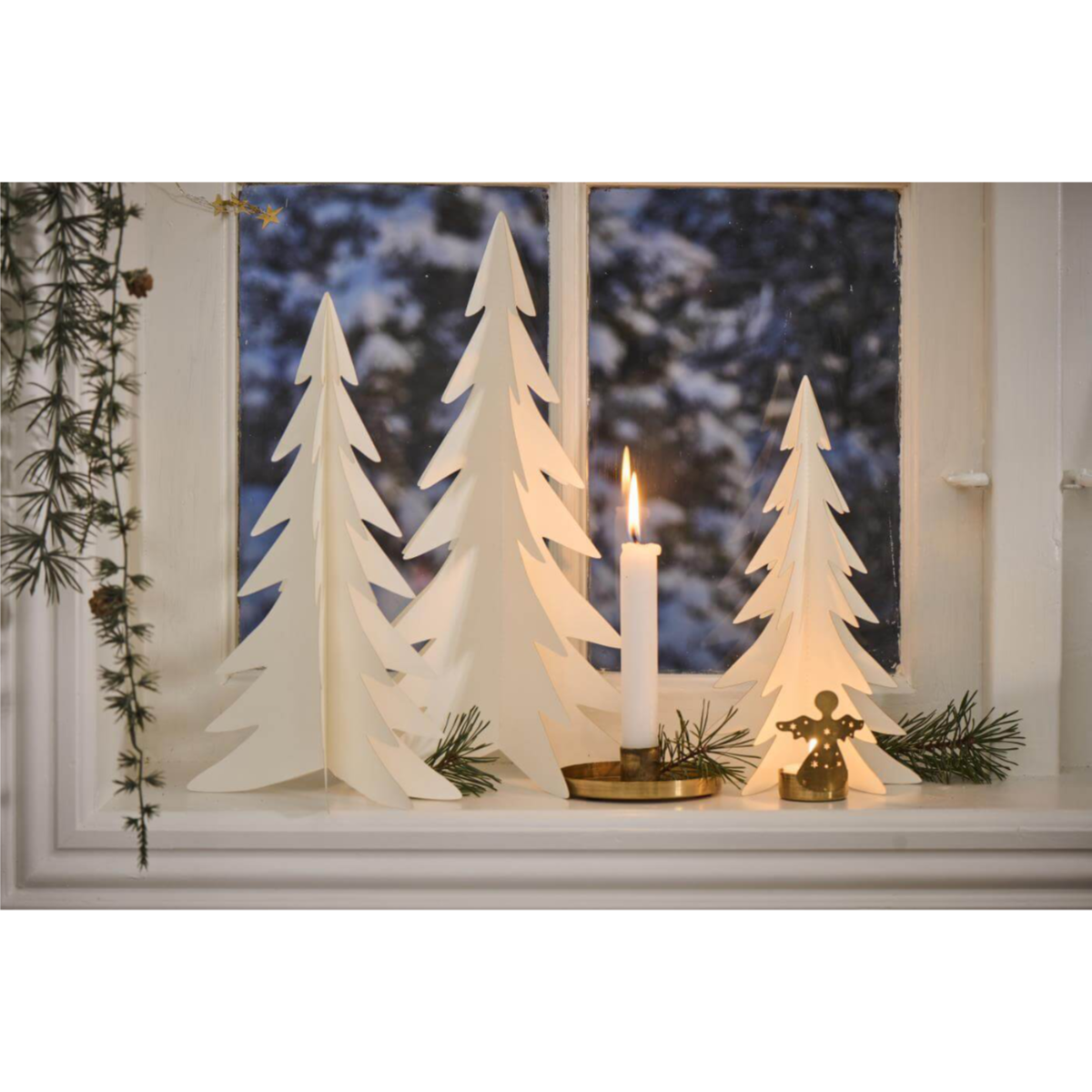 Pappa jólatré - hvítt, 30cm