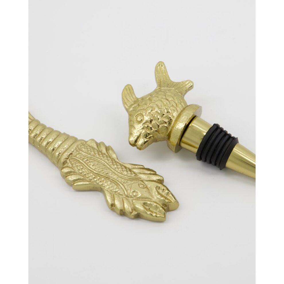 Fish - tappi + flöskuopnari, gyllt