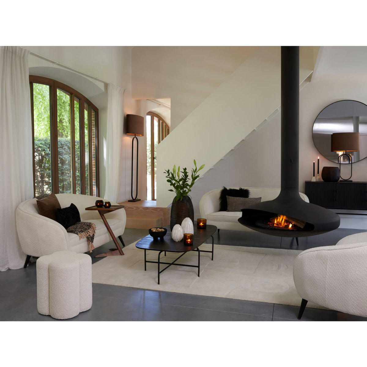 Nalani pouf boclé cream 38x38x45cm