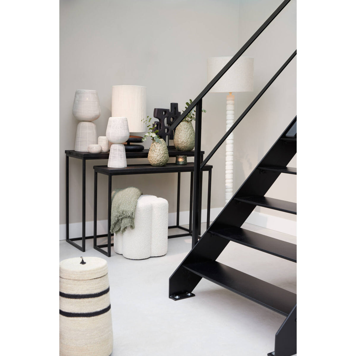 Nalani pouf boclé cream 38x38x45cm