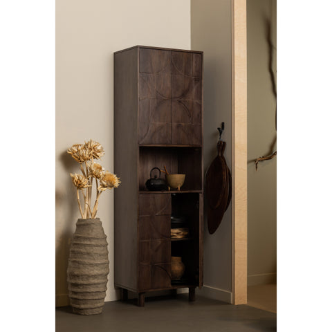 DRAW 4-DOOR STORAGE CABINET WITH OPEN COMPARTMENT