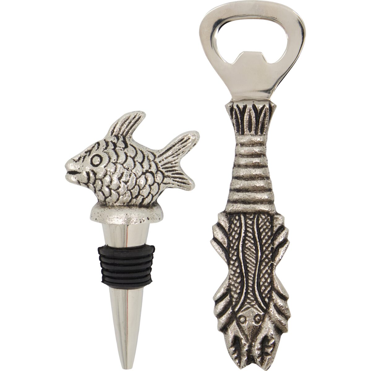 Fish - tappi + flöskuopnari, silfur