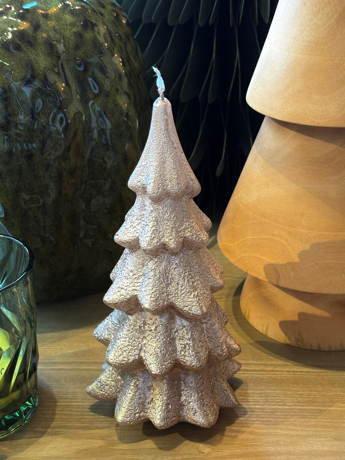 Christmas tree candle Ø9 x H20 cm - Champagne Gold