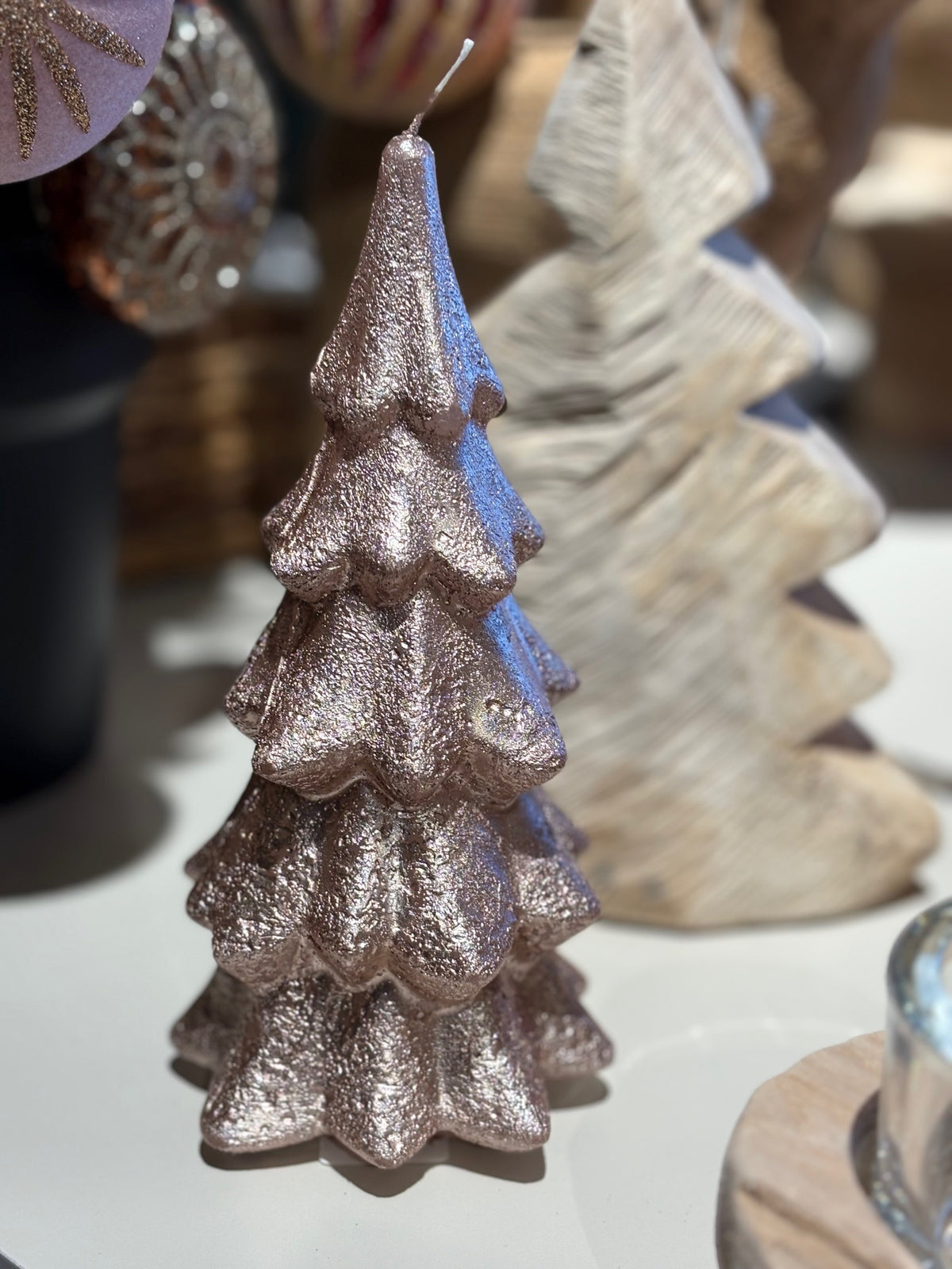 Christmas tree candle Ø9 x H20 cm - Champagne Gold