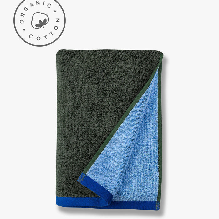 Soft handklæði 70x133 dark olive  / light blue