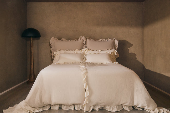 Rúmföt ruffles caramel macchiato 140x200