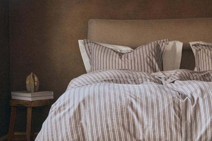 Rúmföt bómull striped moccha 140x200cm