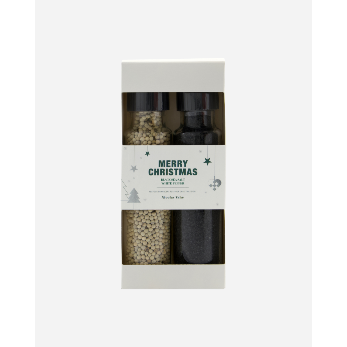 Gjafasett jóla svart salt & hvítur pipar