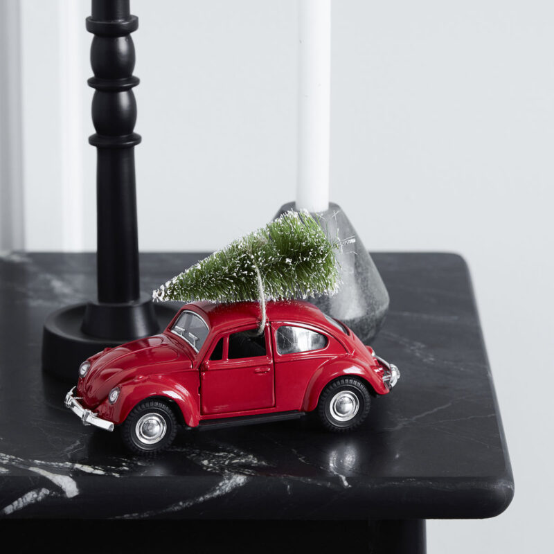 Xmas bíll rauður l: 12.5 cm