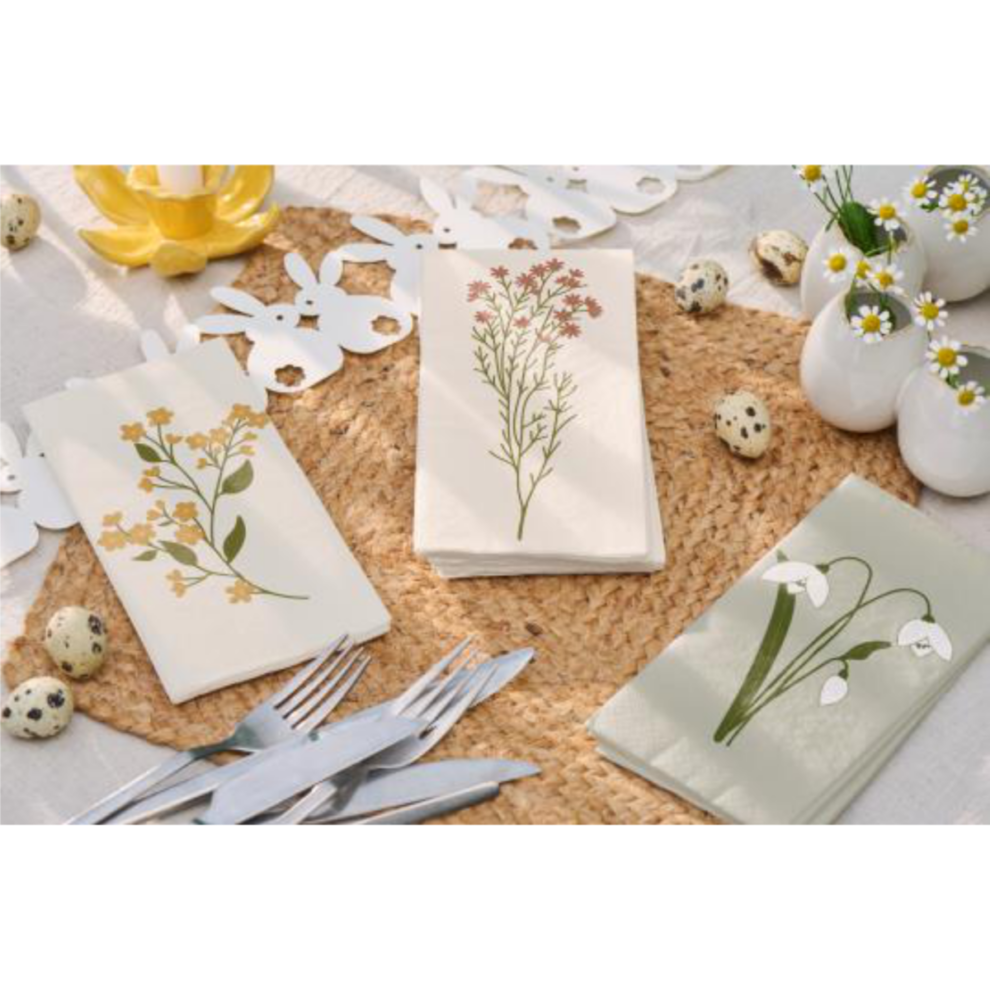 Servíettur bleik blóm