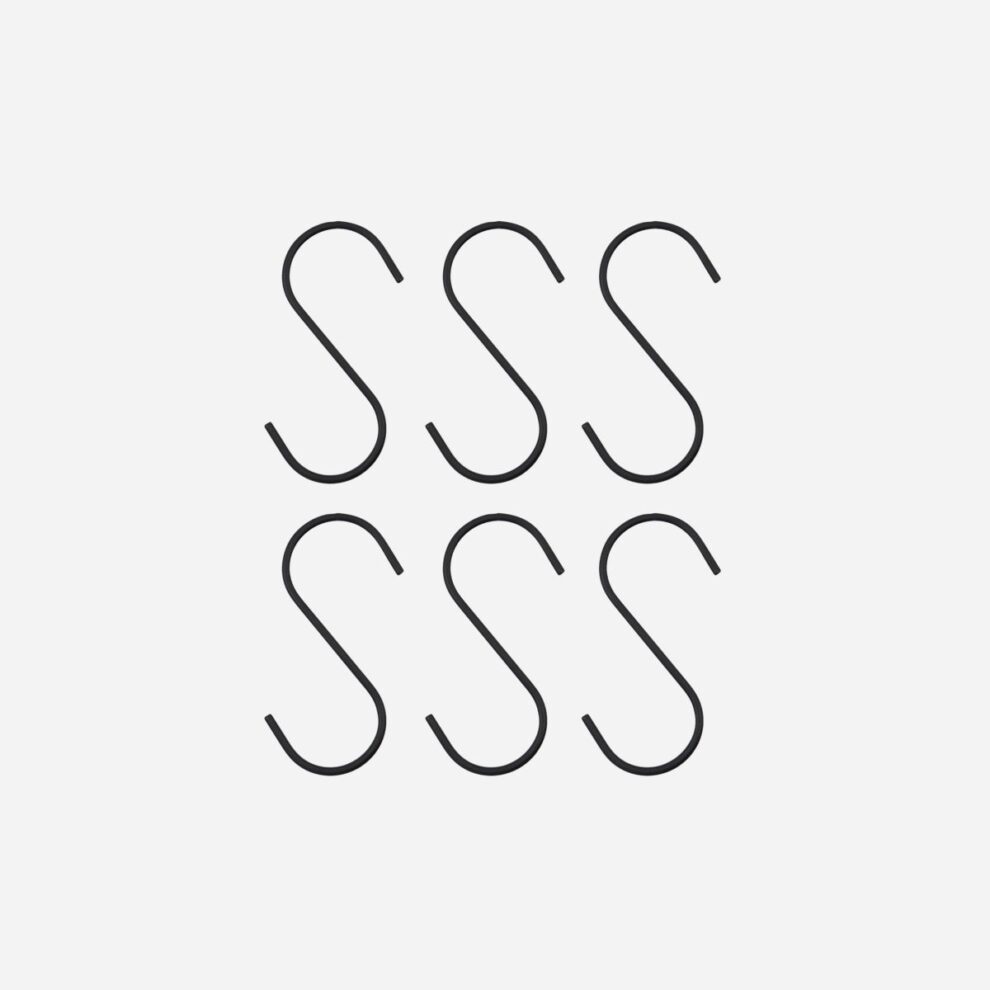 S krókar 4,8cm svartir 6stk