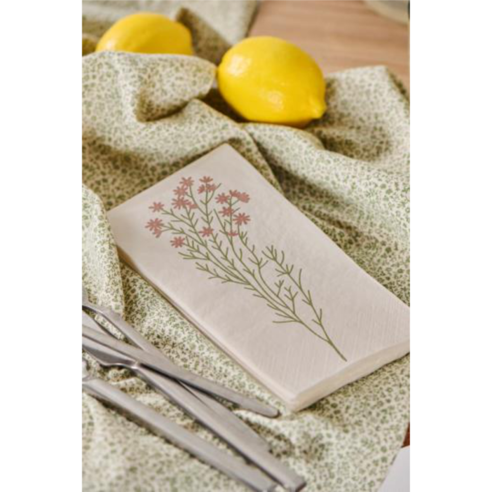 Servíettur bleik blóm