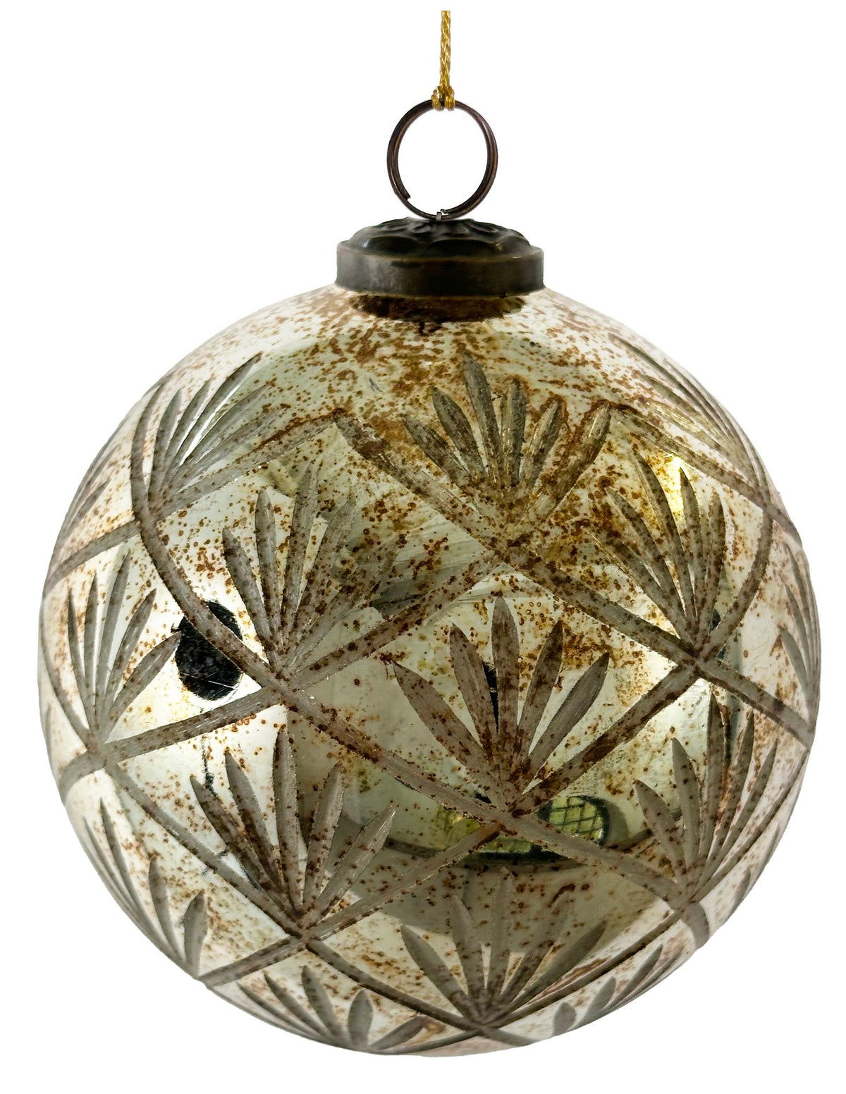 Glass ball antique gold fan cutting 12cm