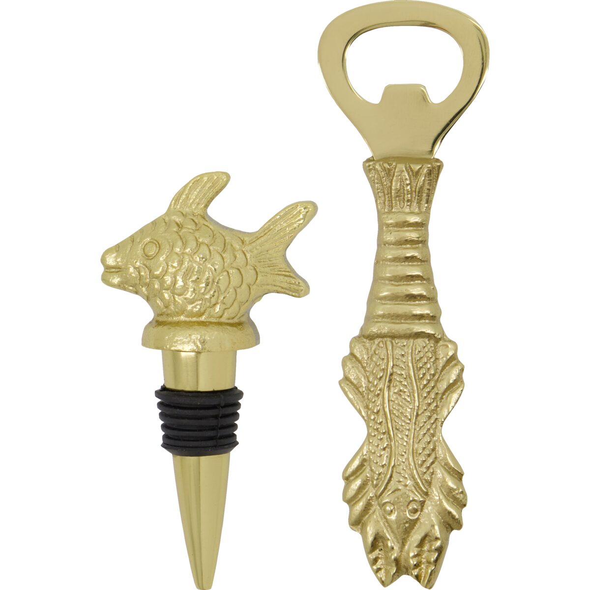 Fish - tappi + flöskuopnari, gyllt