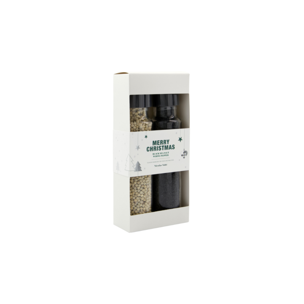 Gjafasett jóla svart salt & hvítur pipar