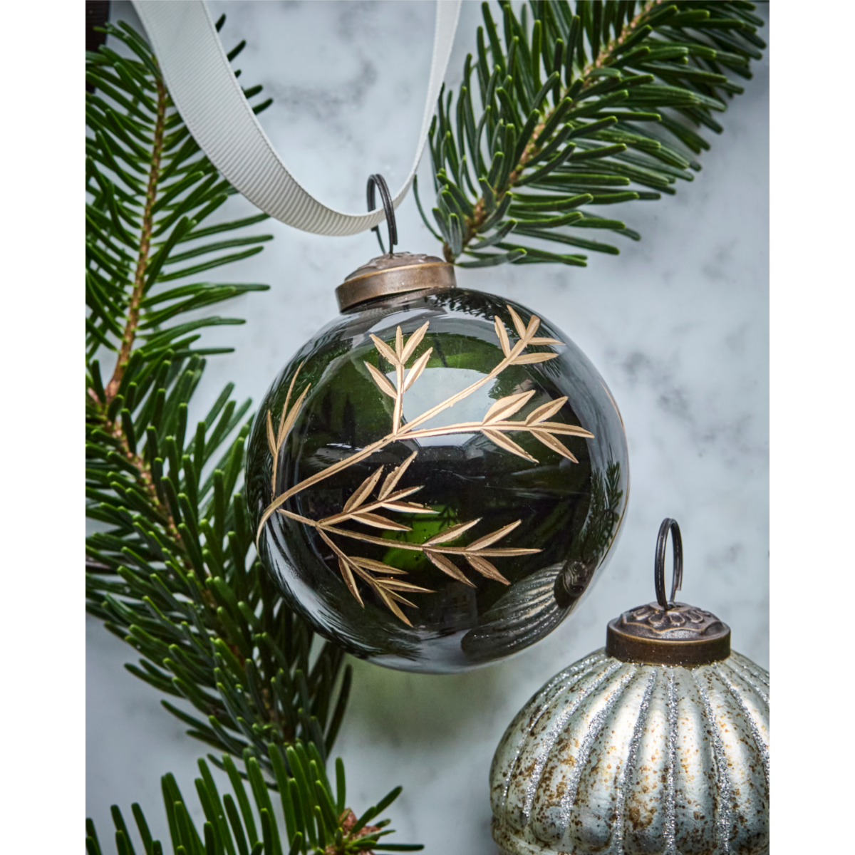 Leaf jólakúlur grænar 4sk