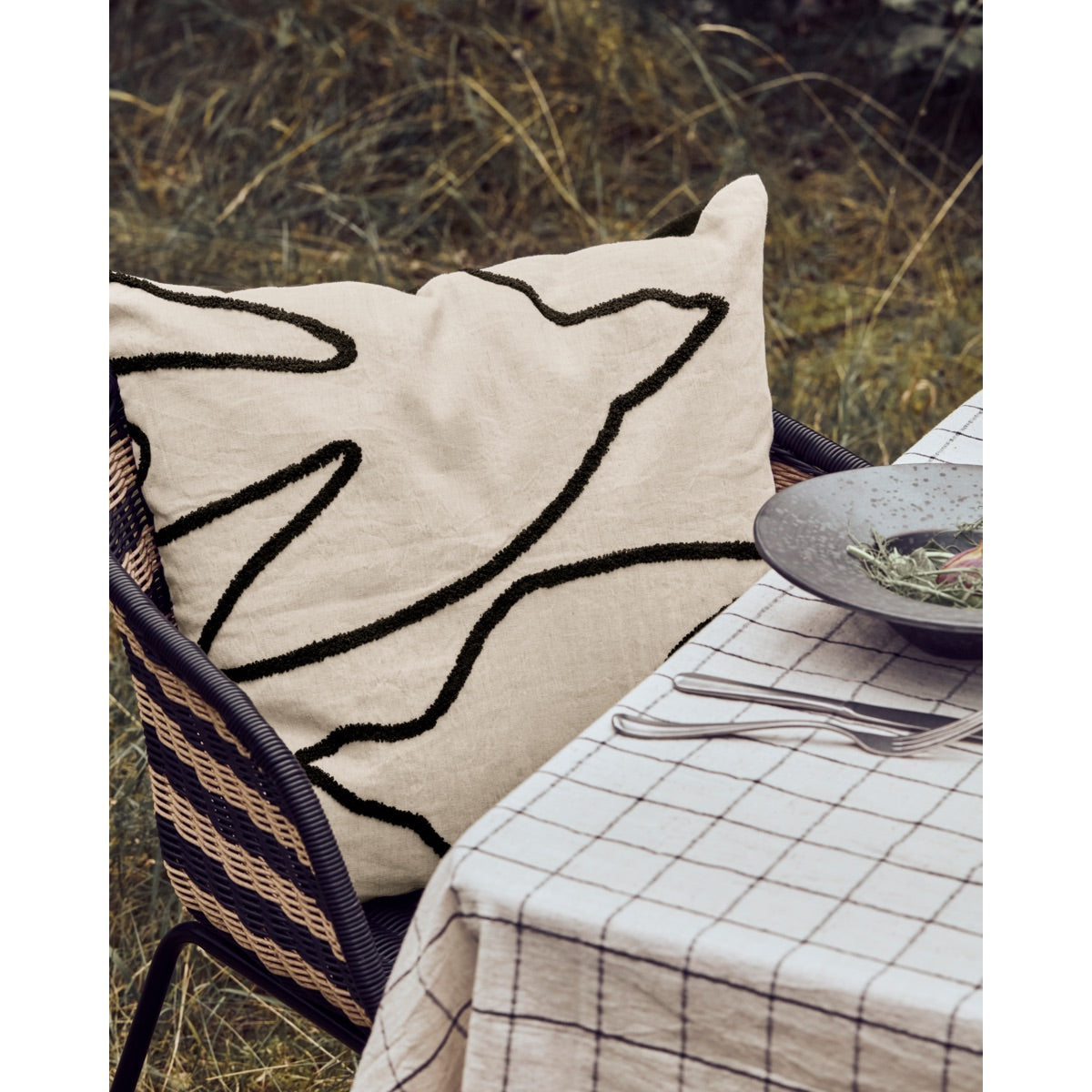 Fly púði offwhite og svart 50cm