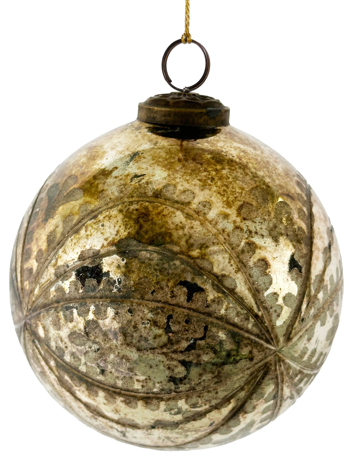 Glass ball aged gold engraved 12cm