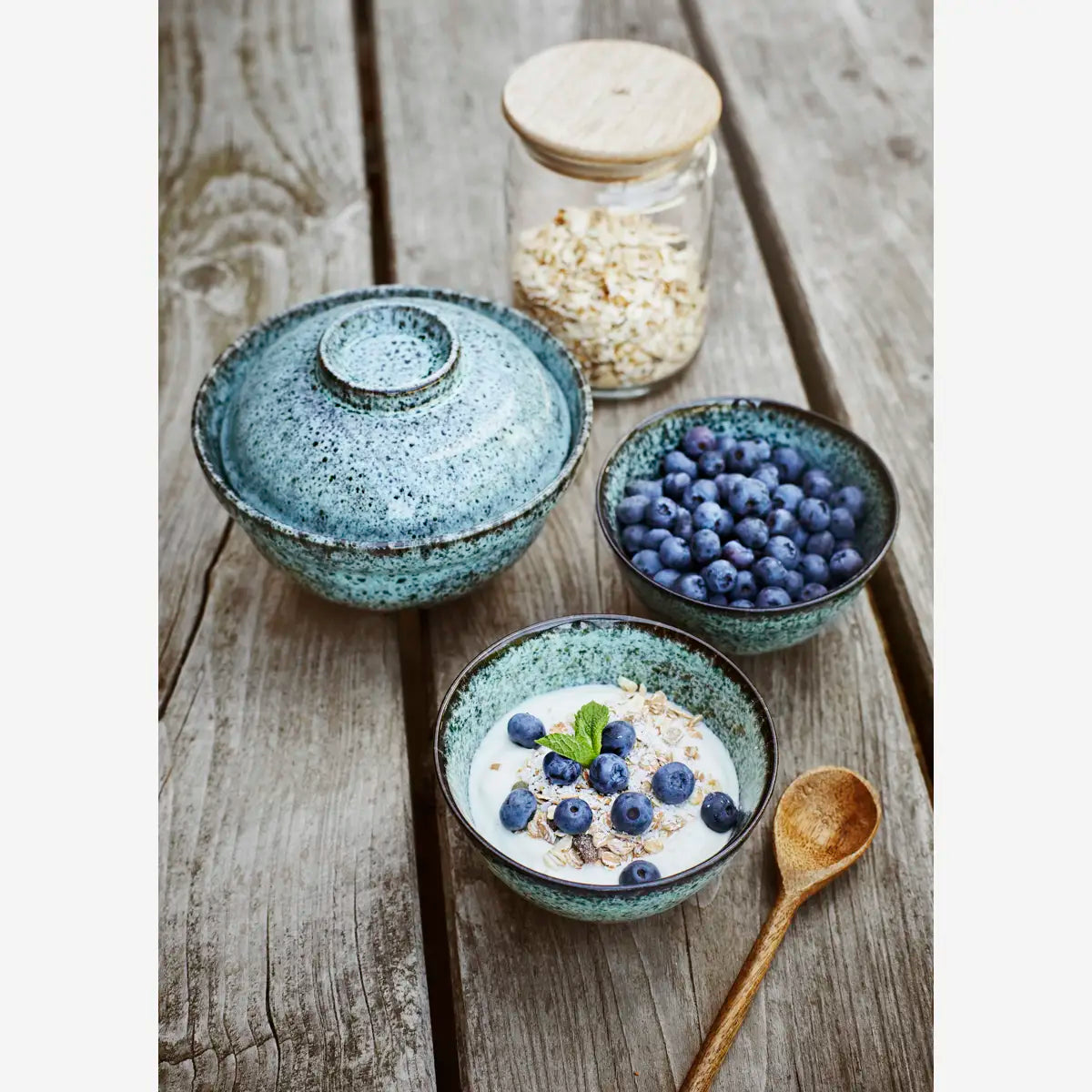 Glerkrukka m/ viðarloki stærri