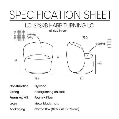 Harp hægindastóll Poratti Natural