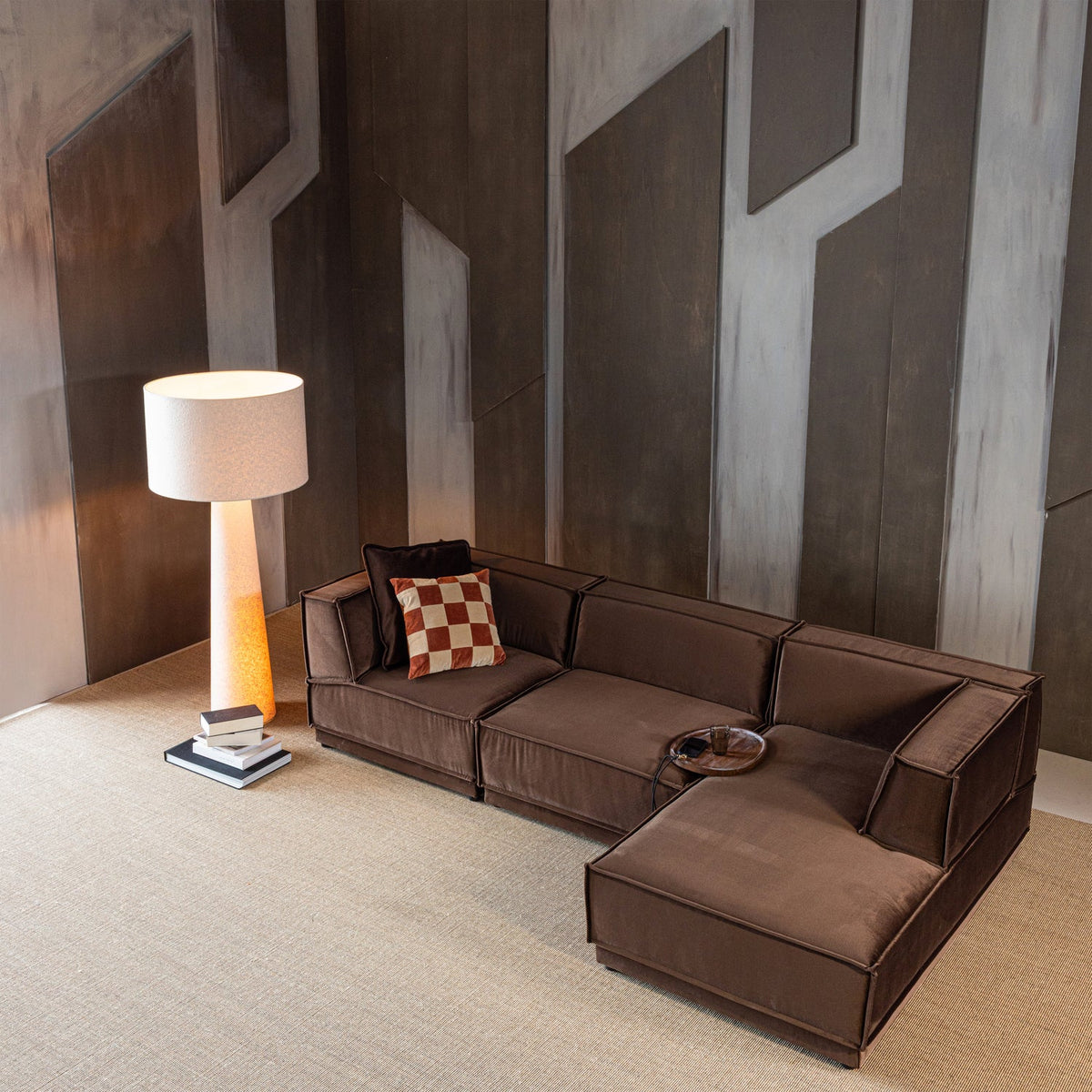 Manu sófi h/ tunga velvet brown