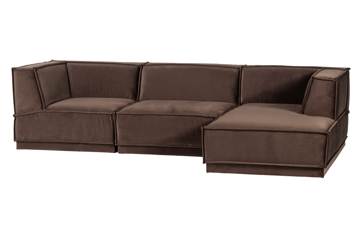 Manu sófi h/ tunga velvet brown