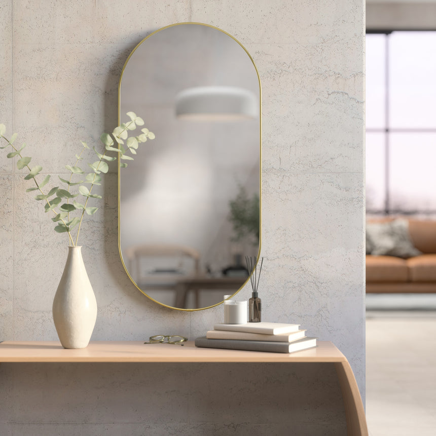 Hubba pill spegill brass 45 x 91