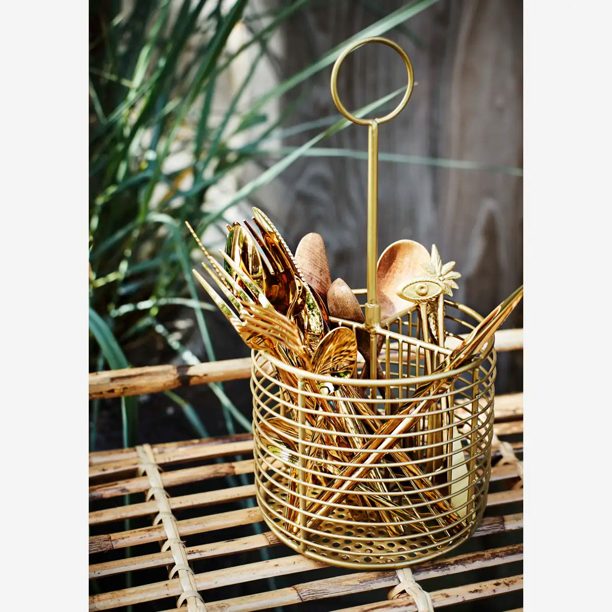 Iron cutlery holder brass