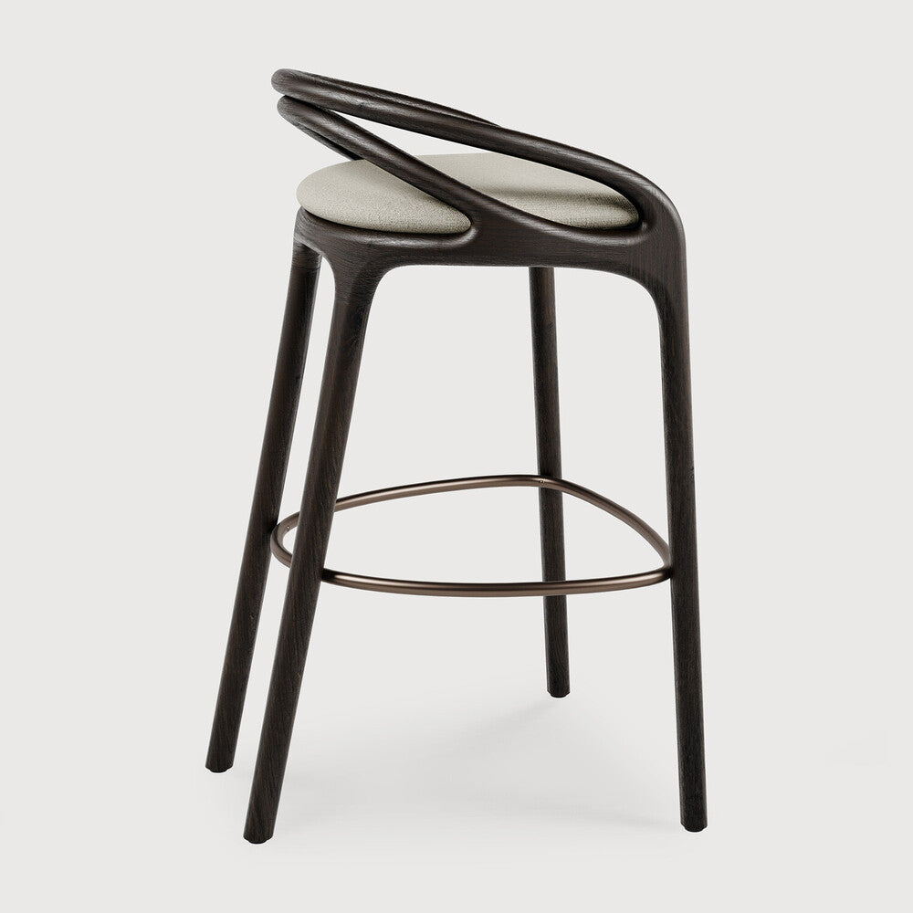 Aleta barstóll teak dark brown / beige / brass