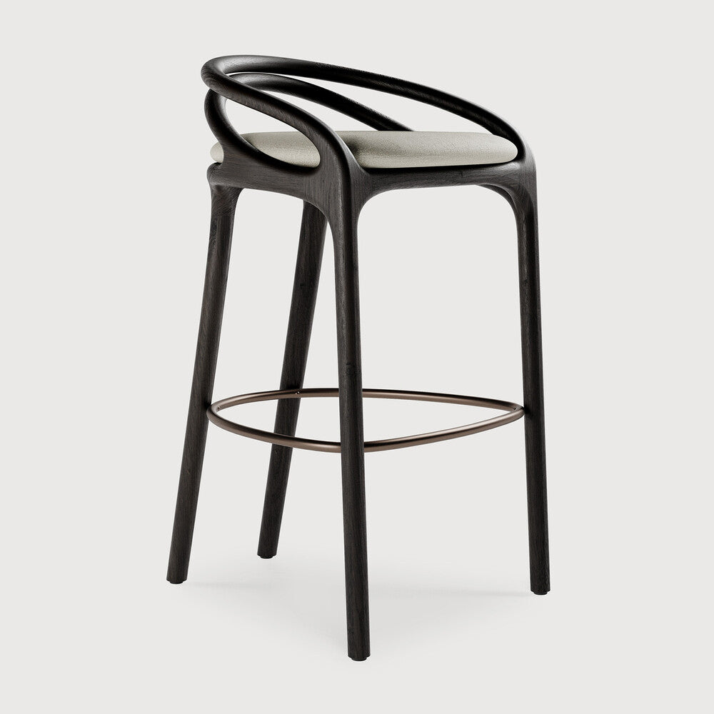 Aleta barstóll teak dark brown / beige / brass