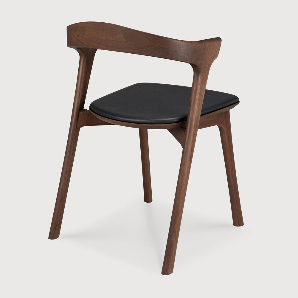 Teak bok brown borðstofustóll m leðri