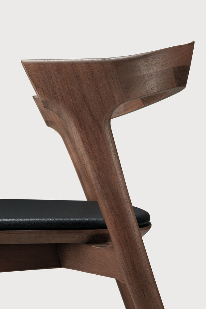 Teak bok brown borðstofustóll m leðri
