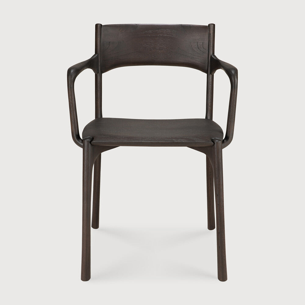 PI borðstofustóll dark brown m örmum